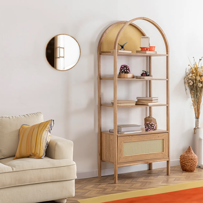 Evelyn 4-Tiers Natural Tone Bookcase