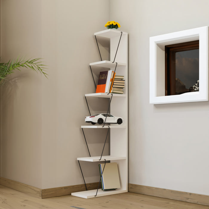 Malmö 5-Tier Metal Frame Corner Bookcase