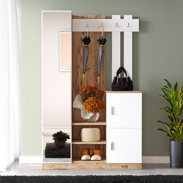 Sunflower Novelty Mirror Hall Tree With Shoe Storage