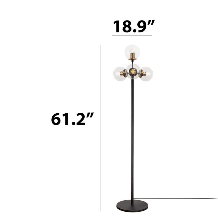 4 Lights Metal Body Glass Cap Novelty Floor Lamp