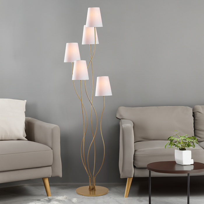 Isabella 5-Lights Unique/Statement Fabric Cap Novelty Floor Lamp