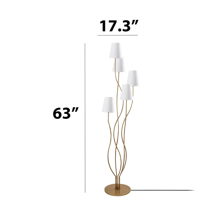 Isabella 5-Lights Unique/Statement Fabric Cap Novelty Floor Lamp