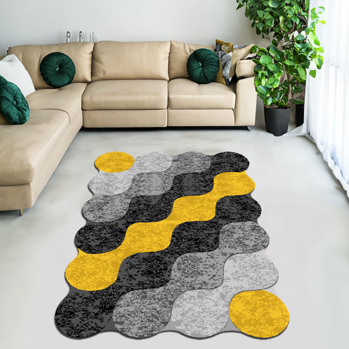 Geometric Marble Machine Washable Non-Slip Underside Rug