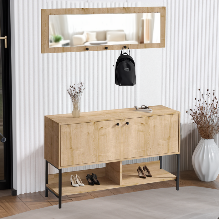 Reykjavik Rectangle Mirror 12 Pair Shoe Storage Cabinet