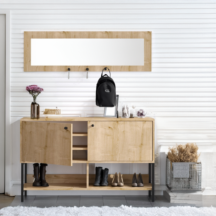 Reykjavik Rectangle Mirror 12 Pair Shoe Storage Cabinet