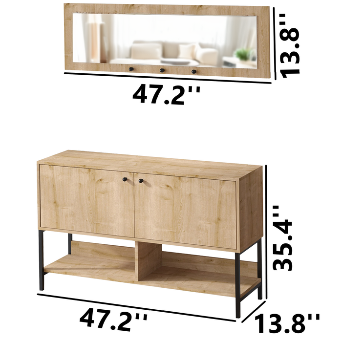 Reykjavik Rectangle Mirror 12 Pair Shoe Storage Cabinet