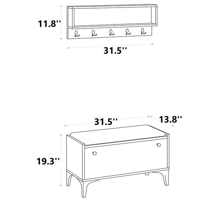 Daisy Hall Tree With Bench and Shelf