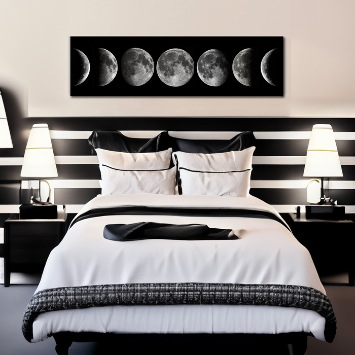 Amaryllis Wooden Frame Moon Phases On Canvas