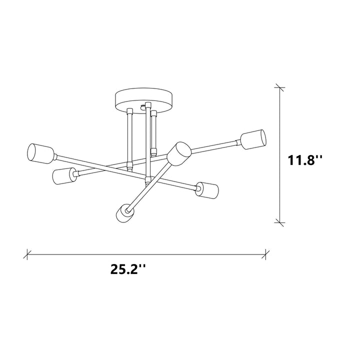 Denver 6 - Light Sputnik Modern Linear Chandelier