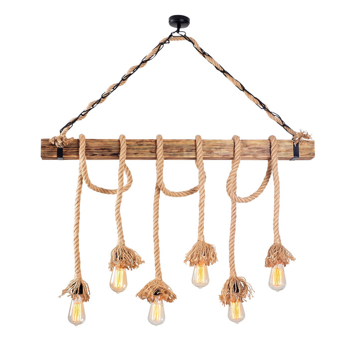 Molmö 6 Lights Rope Wooden Chandelier