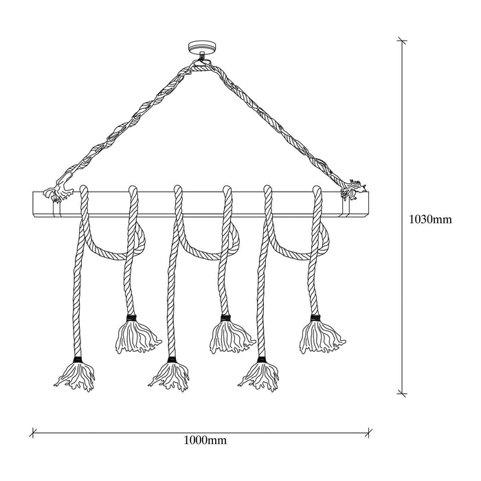 Molmö 6 Lights Rope Wooden Chandelier