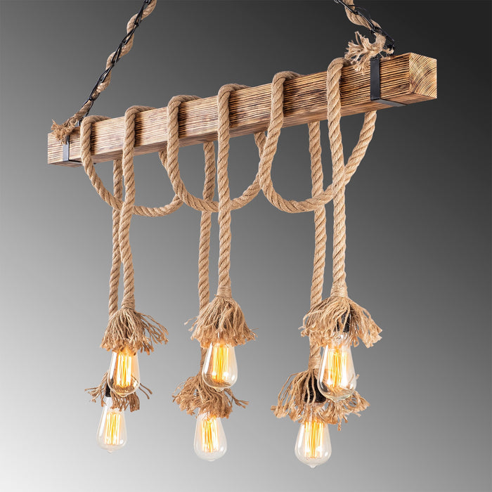 Molmö 6 Lights Rope Wooden Chandelier