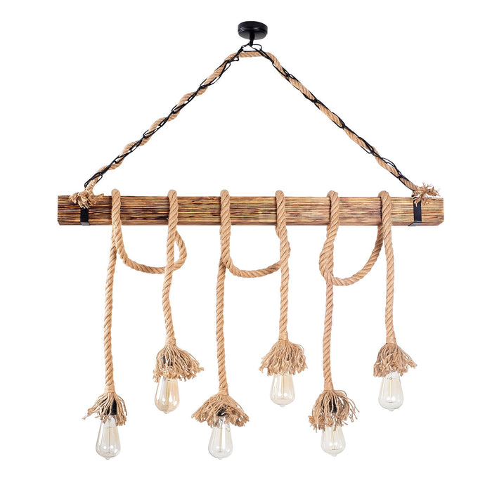 Molmö 6 Lights Rope Wooden Chandelier