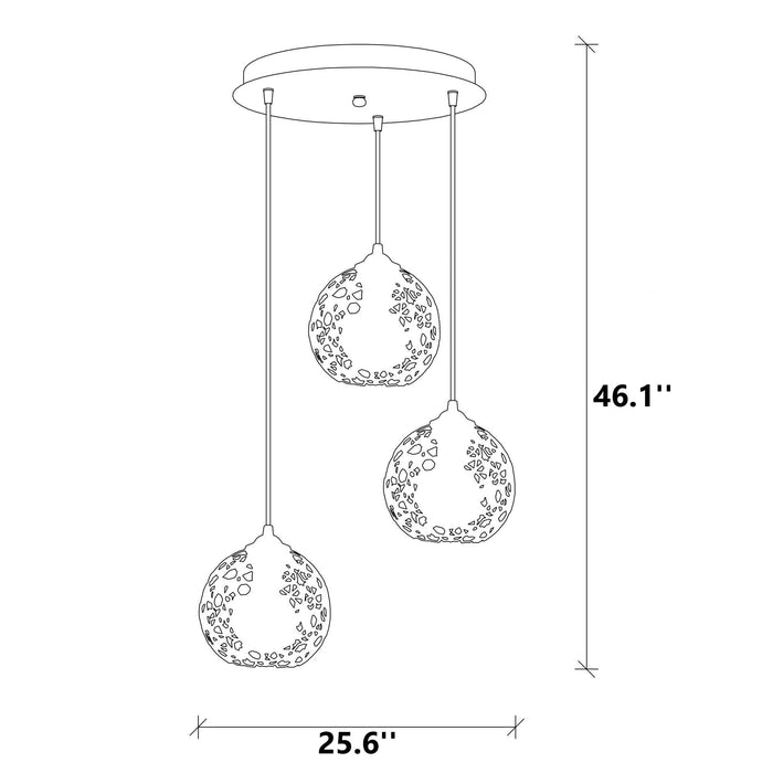 Marigold 3-Lights Cluster Metal Chandelier