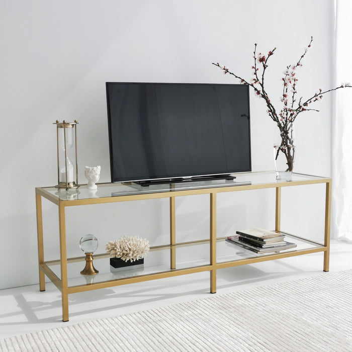 Geranium Tempered Glass Metal Frame TV Stand for TVs up to 55"