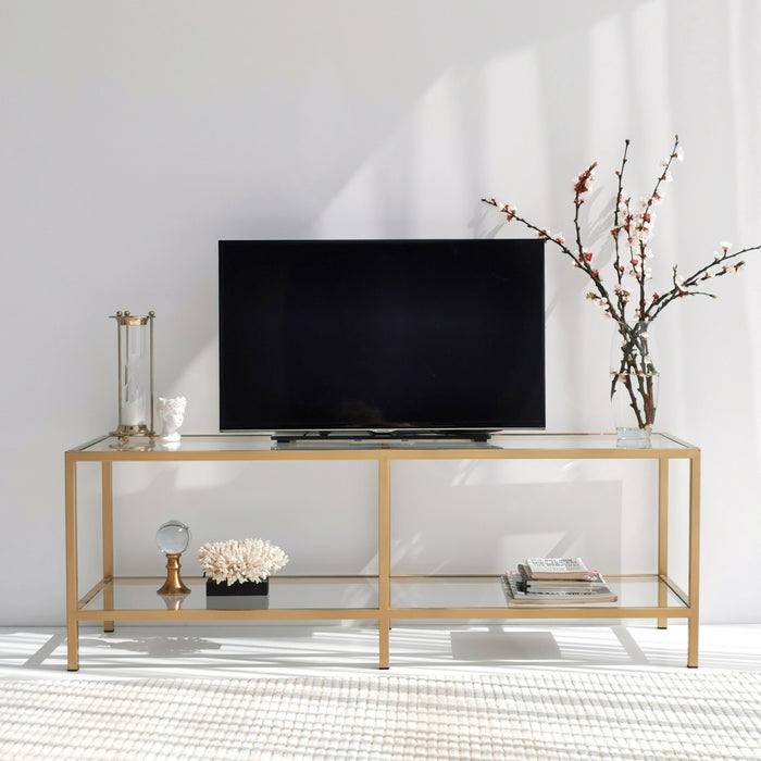 Geranium Tempered Glass Metal Frame TV Stand for TVs up to 55"