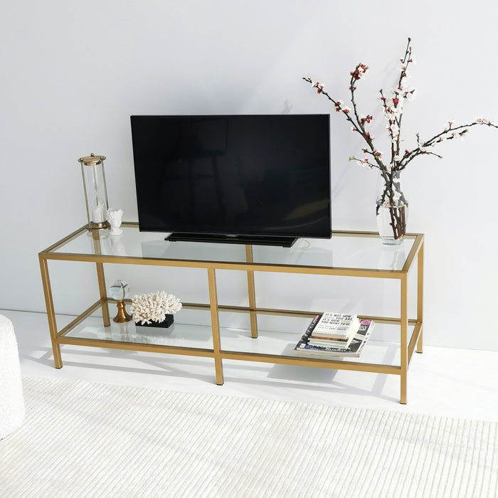 Geranium Tempered Glass Metal Frame TV Stand for TVs up to 55"