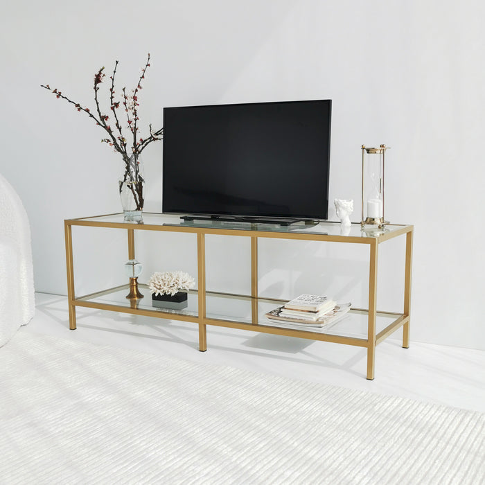 Geranium Tempered Glass Metal Frame TV Stand for TVs up to 55"