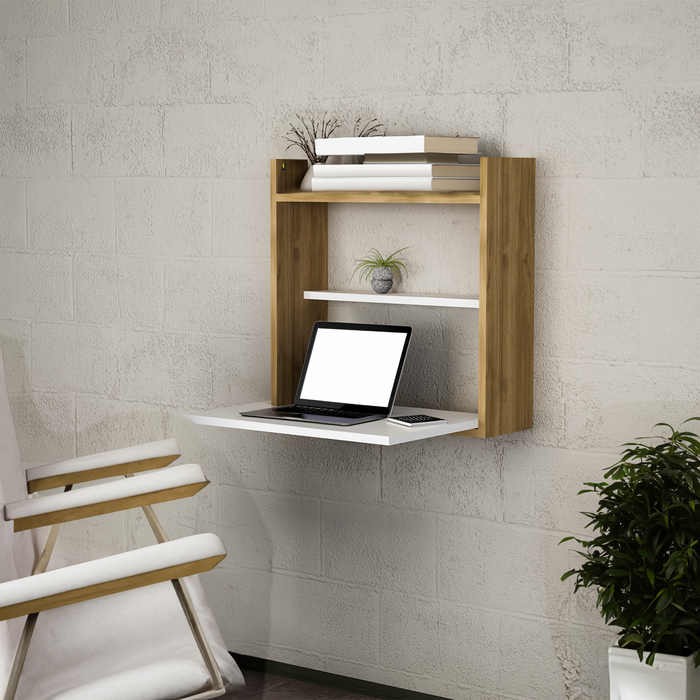 Portland Rectangle Floating Desk With A Cabinet