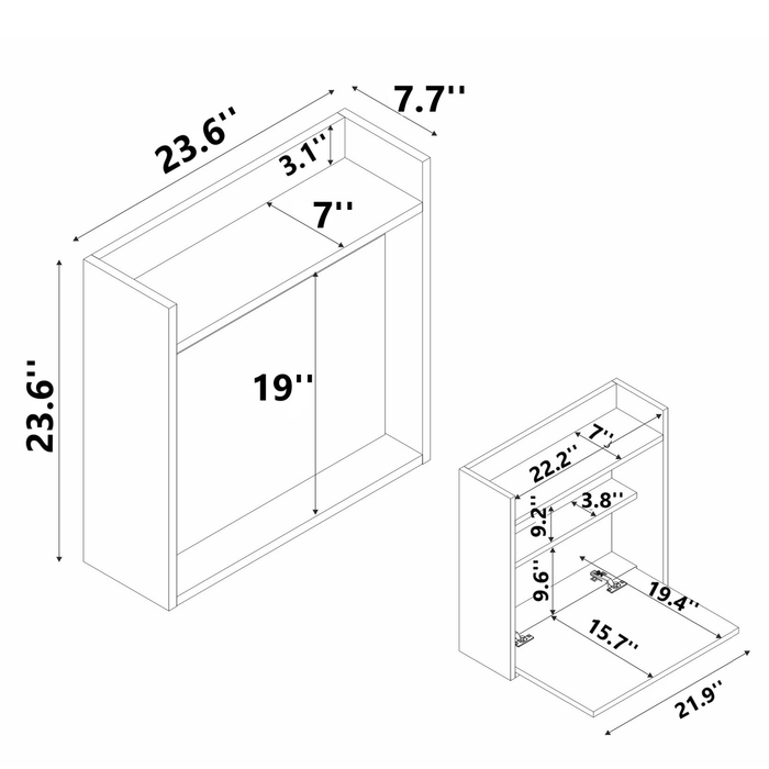 Portland Rectangle Floating Desk With A Cabinet