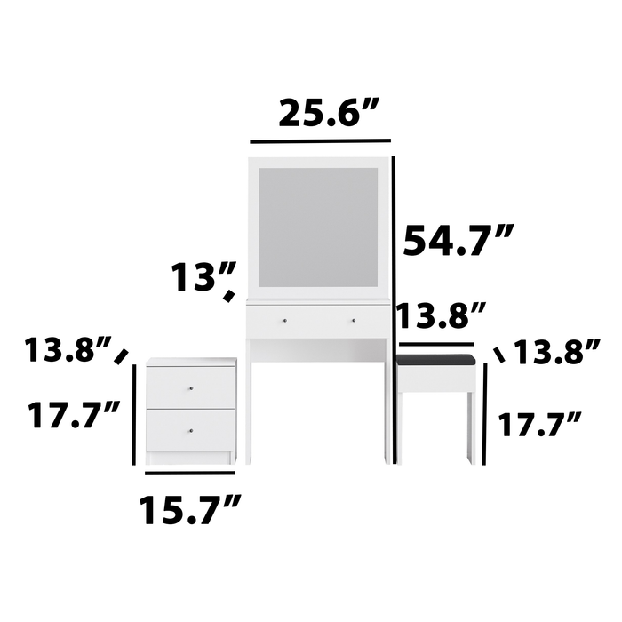 Ava 3 Pieces Makeup Vanities