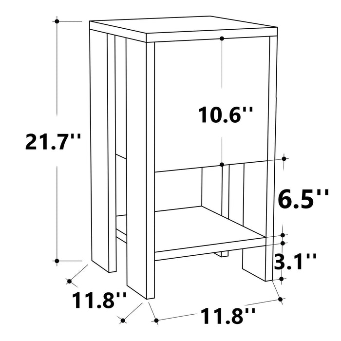 Luna 22'' Tall Nightstand With 1 Tier and 1 Pivot Drawer