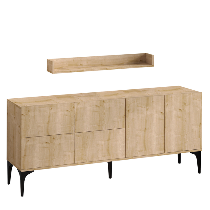 Phoenix Sapphire Oak Color Console Table with Wall Shelf