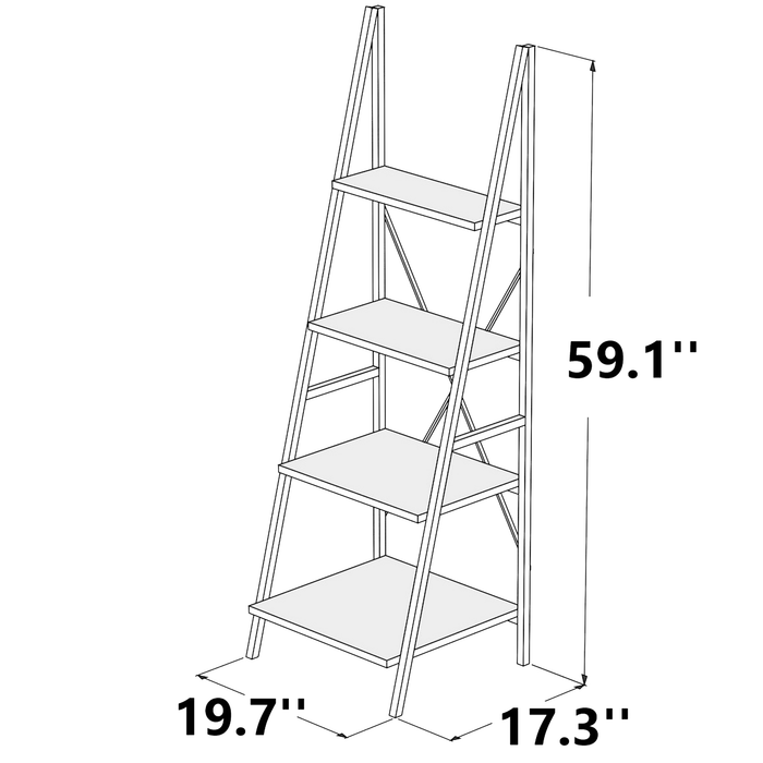 Nashville 4 Shelves Metal Frame Ladder Bookcase