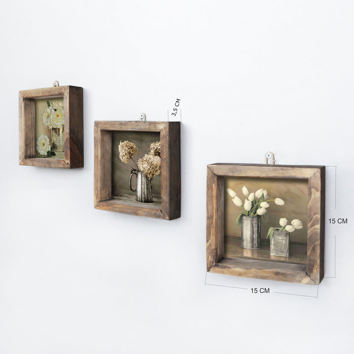 Luna 3 Piece Picture Pine Wood Frame Painting Set