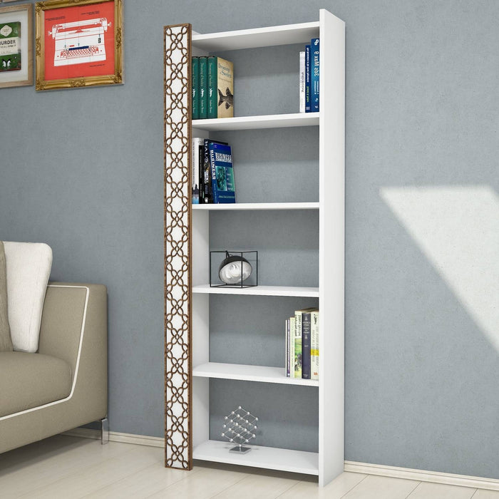 5 Shelves Etagere Bookcase With CNC Relief Details