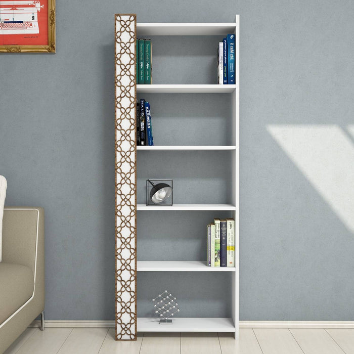 5 Shelves Etagere Bookcase With CNC Relief Details