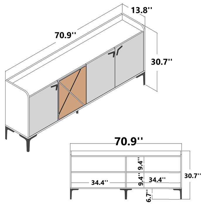 Daisy Metal Legs 2 Cabinets Console