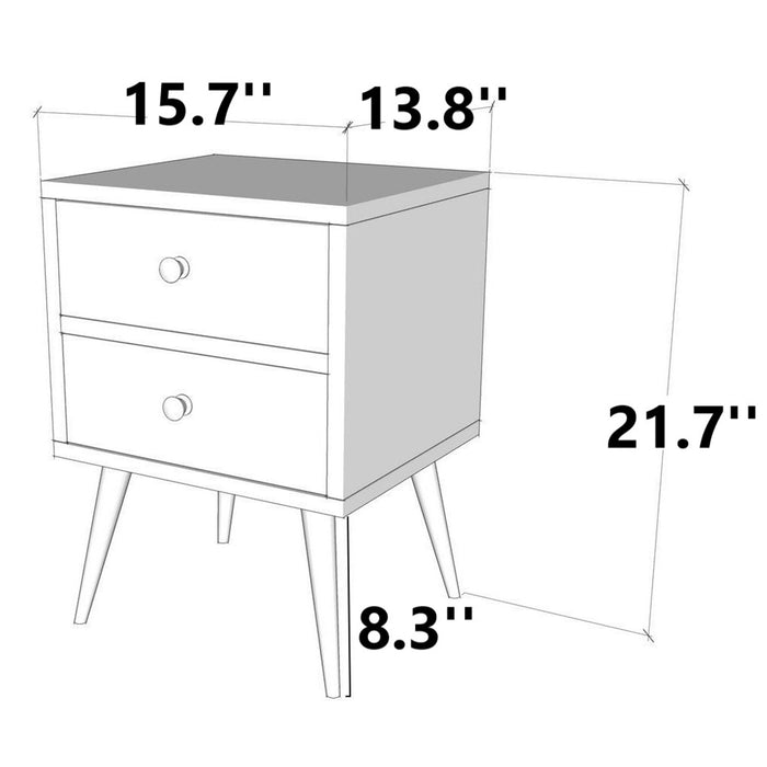 Olivia 2 - Drawer Nightstand in Brown/White/Gray/Beige