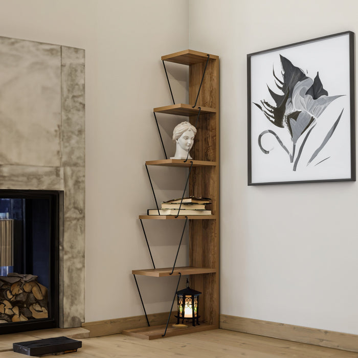 Stockholm 5-Tier Metal Frame Corner Bookcase