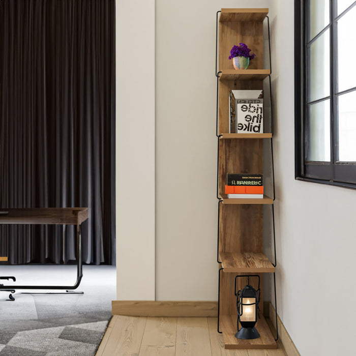 Stockholm 5-Tier Metal Frame Corner Bookcase