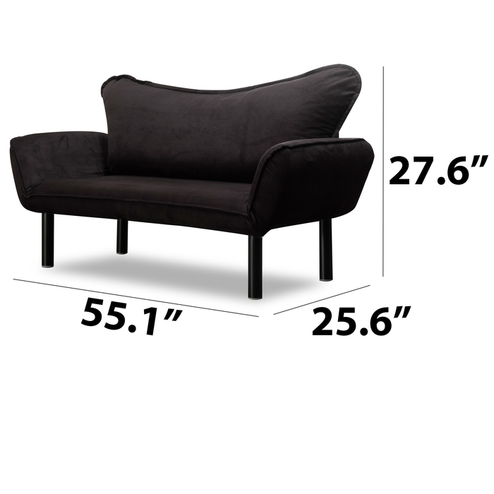 Metal Frame 2-Seat Sleeper Sofa With Multi-Position Arms