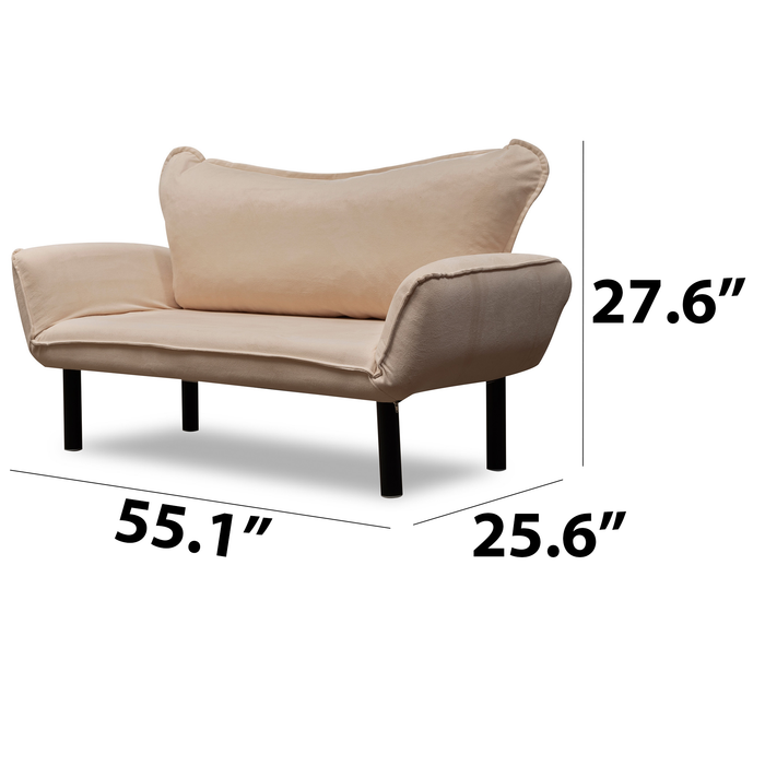 Metal Frame 2-Seat Sleeper Sofa With Multi-Position Arms