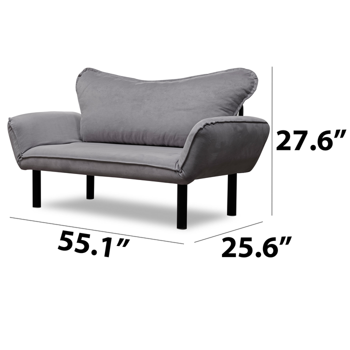 Metal Frame 2-Seat Sleeper Sofa With Multi-Position Arms