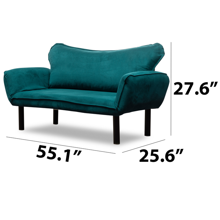 Metal Frame 2-Seat Sleeper Sofa With Multi-Position Arms