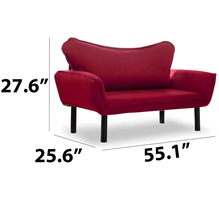 Metal Frame 2-Seat Sleeper Sofa With Multi-Position Arms