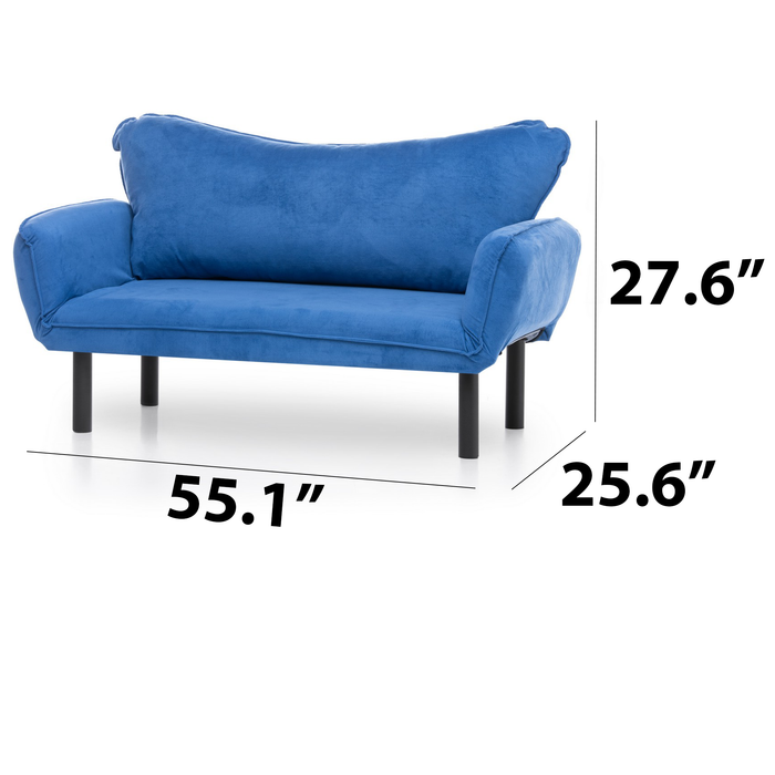 Metal Frame 2-Seat Sleeper Sofa With Multi-Position Arms