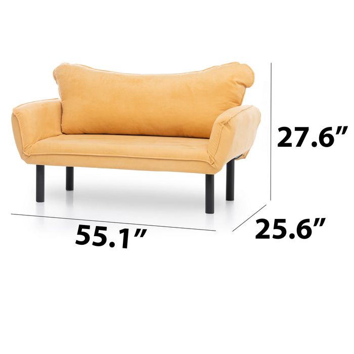 Metal Frame 2-Seat Sleeper Sofa With Multi-Position Arms