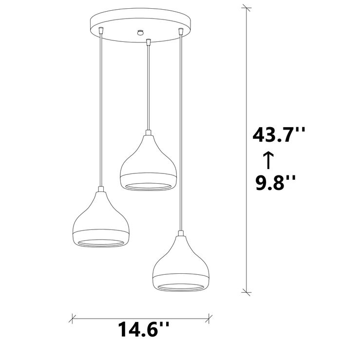 Dorothy 3 Light Cluster Dome Pendant