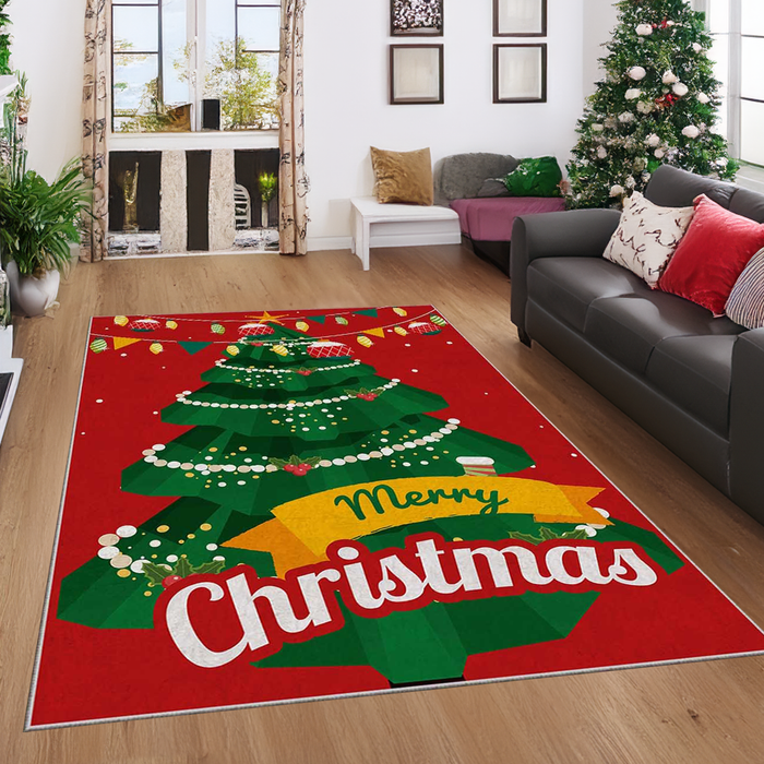 Merry Christmas Rectangle 80'' x 110'' Rug