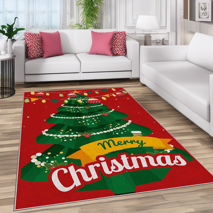 Merry Christmas Rectangle 80'' x 110'' Rug