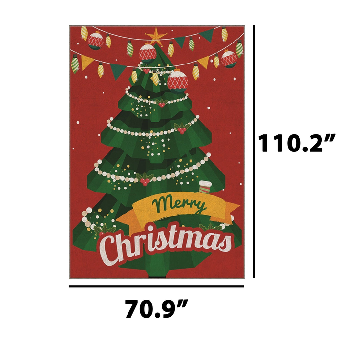 Merry Christmas Rectangle 80'' x 110'' Rug