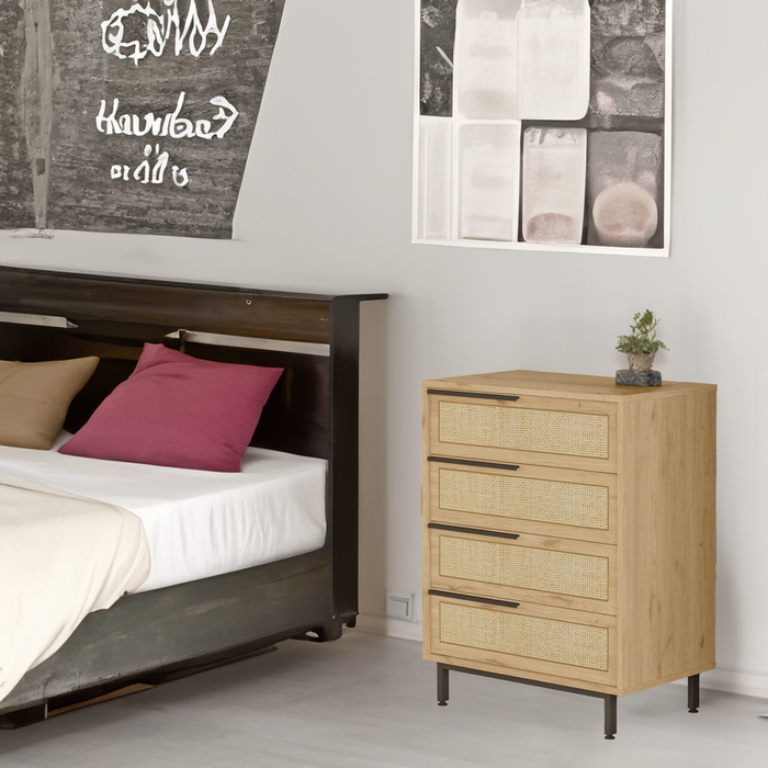 Harper Walnut and Oak 4 Drawer Dresser